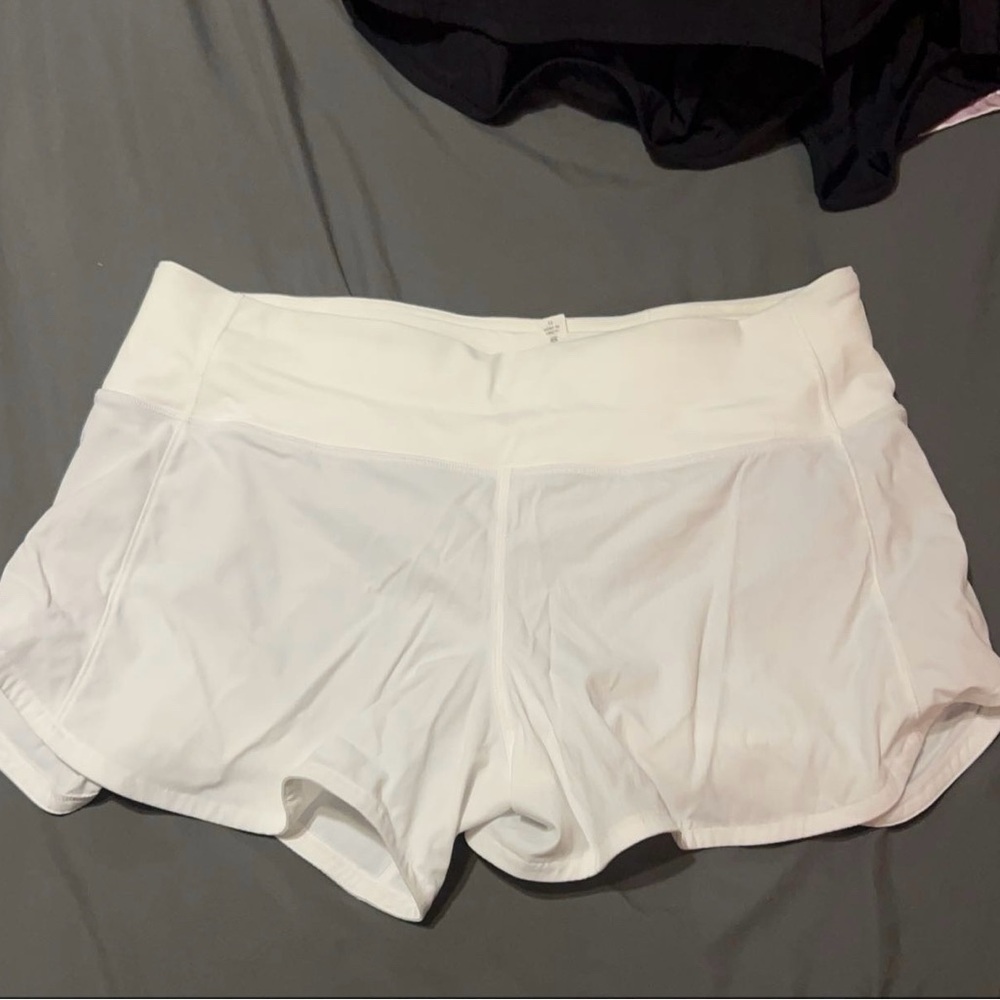 White Lululemon Speed Up Shorts
